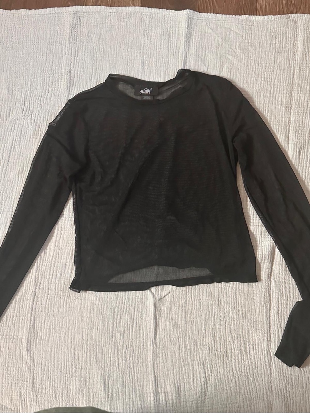 Blank NYC Black Sheer Long Sleeve Crewneck Top